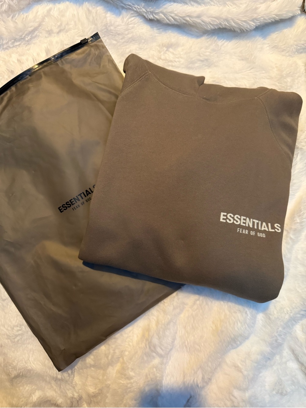 Essentials Brown Crewneck with Leather Logo Patch